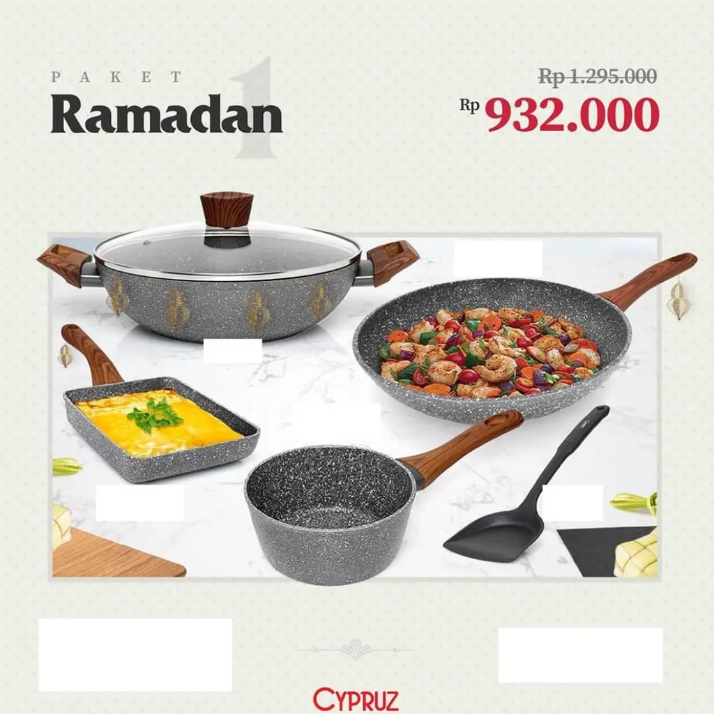 Cypruz - Paket Ramadan 1 Cookware Set Panci Alat Masak Anti Lengket